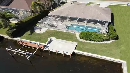 View of the pool area from above