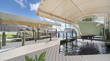 Picturesque view down the sailboat canal