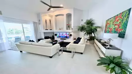 The interior of the living room impresses with modern elegance