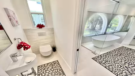 Separate toilet with sink