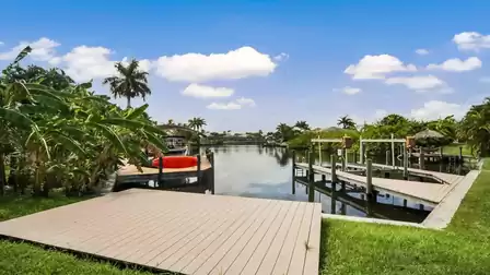 View from the dock terrace to the canal