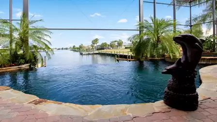 Located at the end of a wide canal, the home offers both amazing water views and a great starting point for a fun boat tour