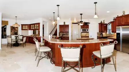 Naturally, the beautiful kitchen is fully equipped