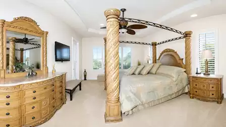 Located on the second floor, the huge master suite so tastefully decorated