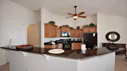 The gourmet kitchen is fully equipped