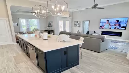 This part of the kitchen is the color counterpart to the opposite side of the kitchen