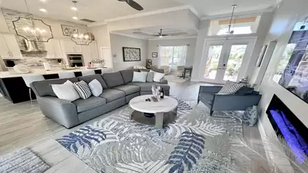 View from the living room to the front door
