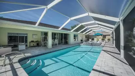 View over the pool and the large terrace