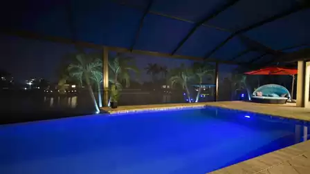 Picturesque pool area in the evening