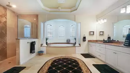 The master bath includes tub, walk-in shower and double sinks