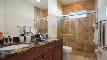This bathroom is shared by bedrooms 3 and 4