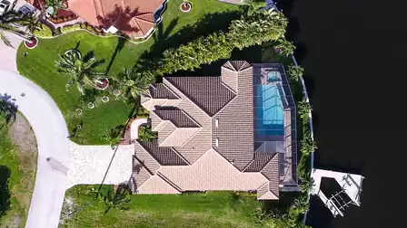 Bird's eye view of Villa Kir Royal with pool