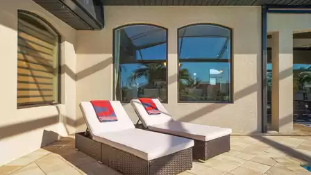 These comfortable loungers are perfectly positioned to enjoy the warm rays of the sun