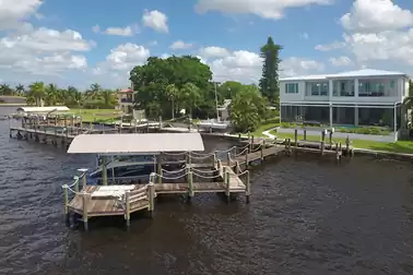 The large dock even includes a jet ski lift