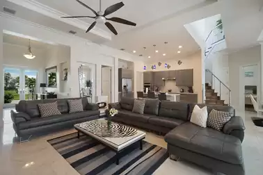 All gray shades from black to white are shown in the interior design