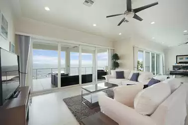 View of balcony and river