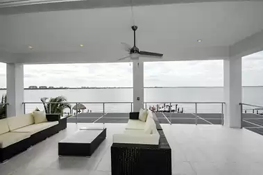 Fort Myers can be seen on the other side of the river