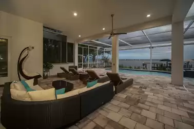 View from the covered patio to the river