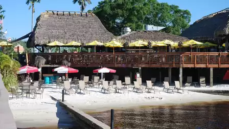 Private beach by the Restaurant Boat House