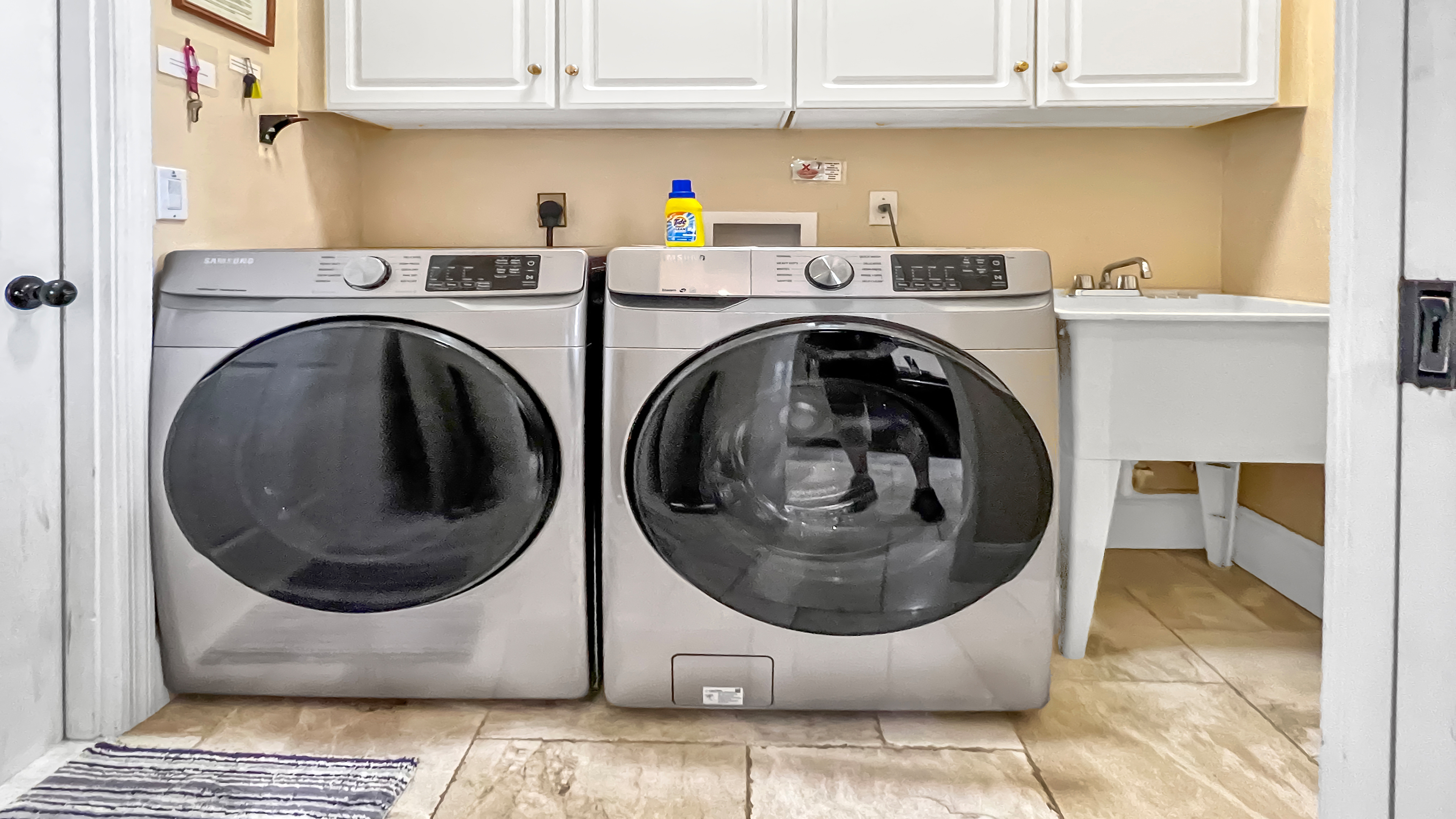 Washer and dryer in the laundry room 
