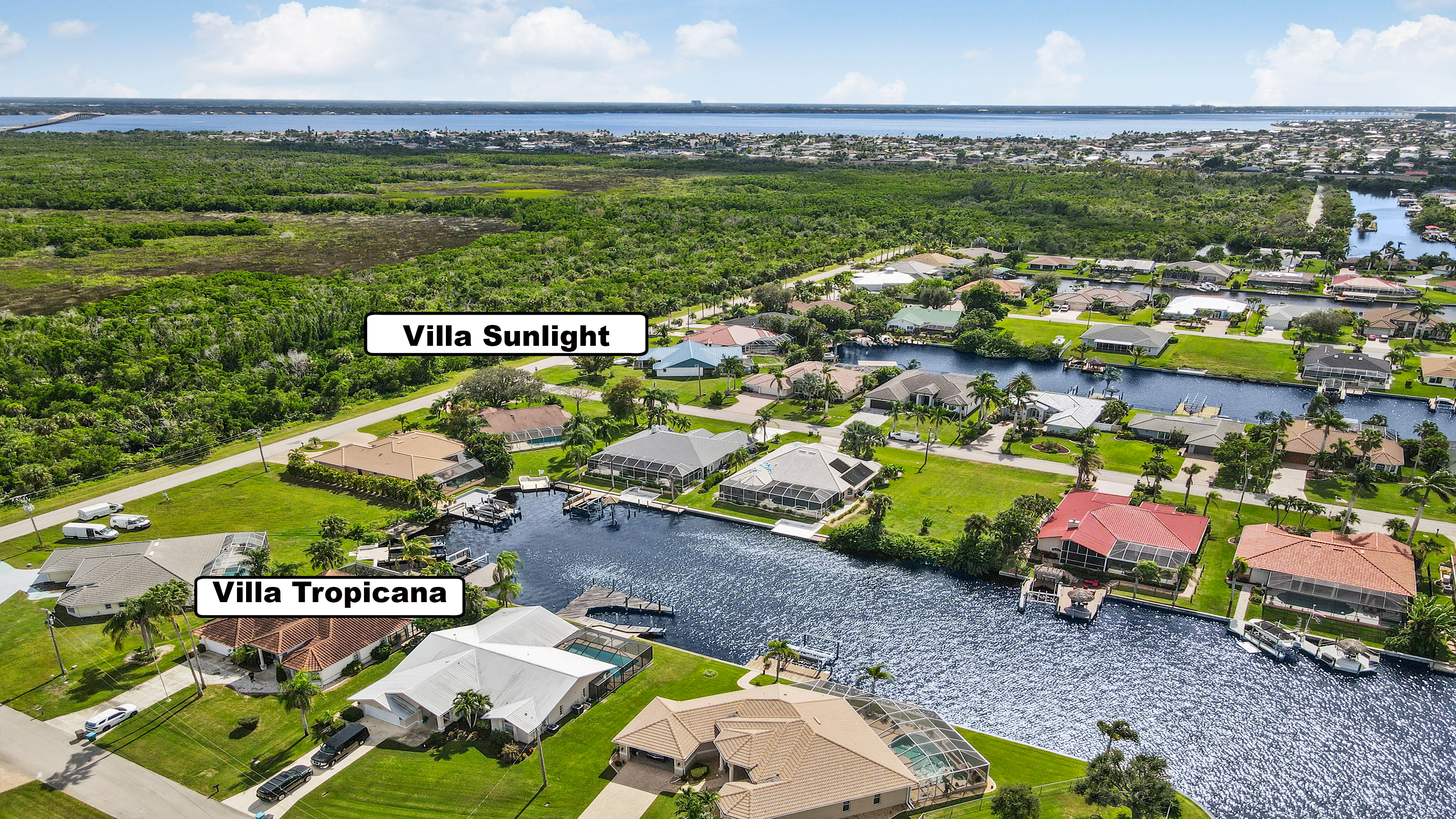 View of Villa Tropicana and Villa Sunlight from above