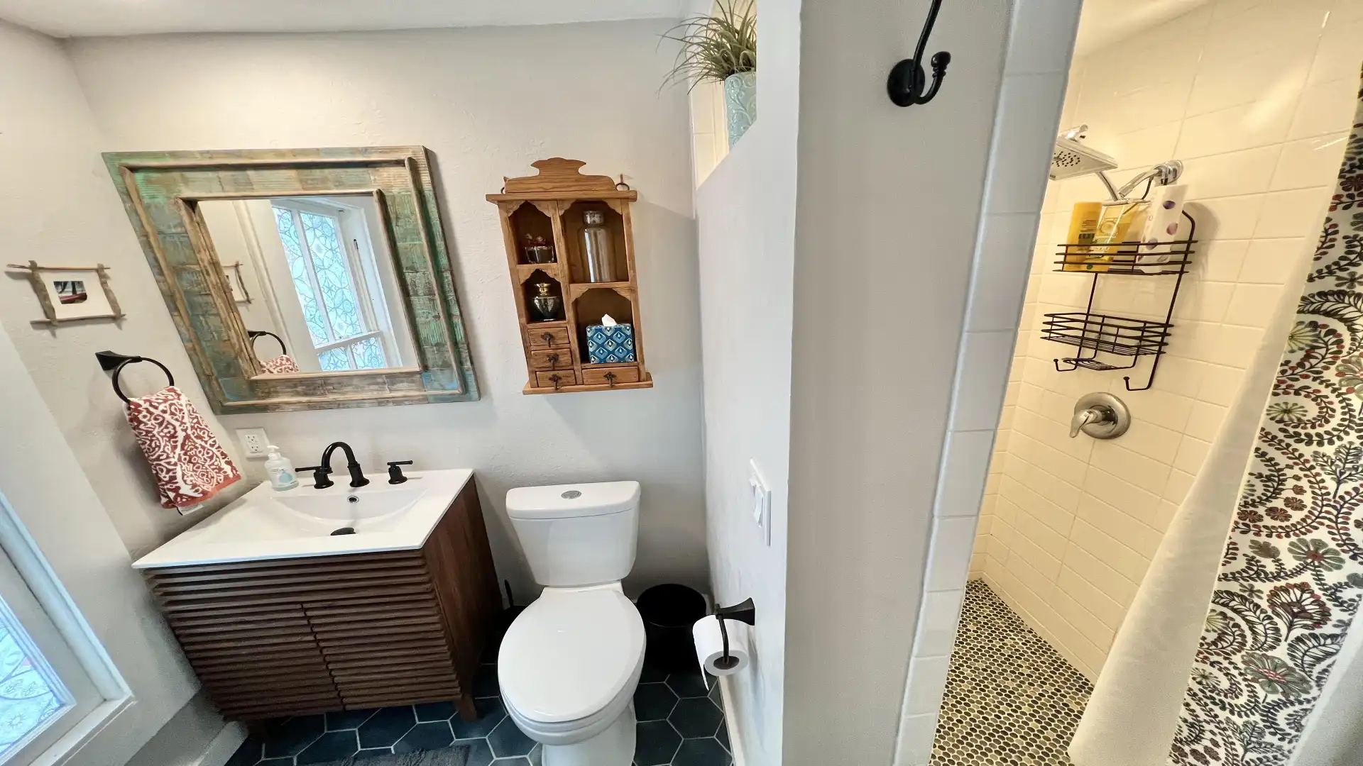 Spacious walk-in shower