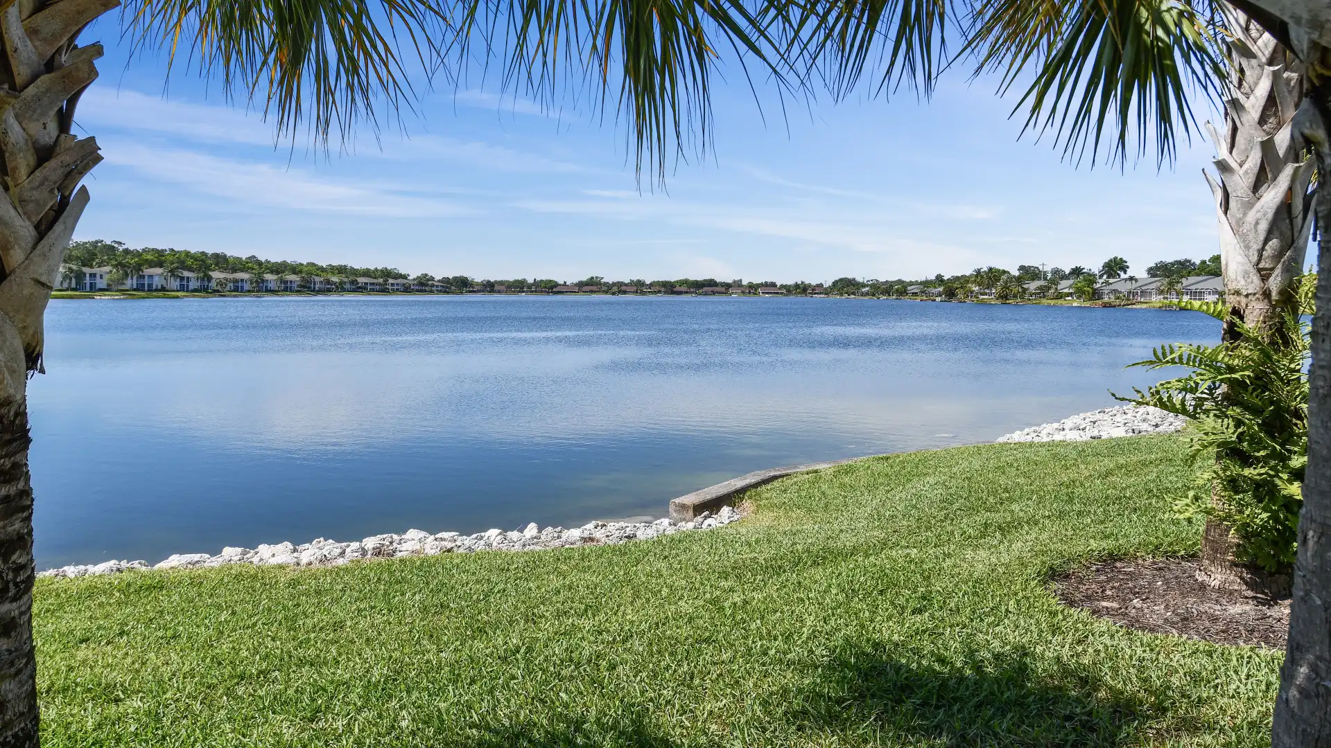 View of the lake behind the clubhouse