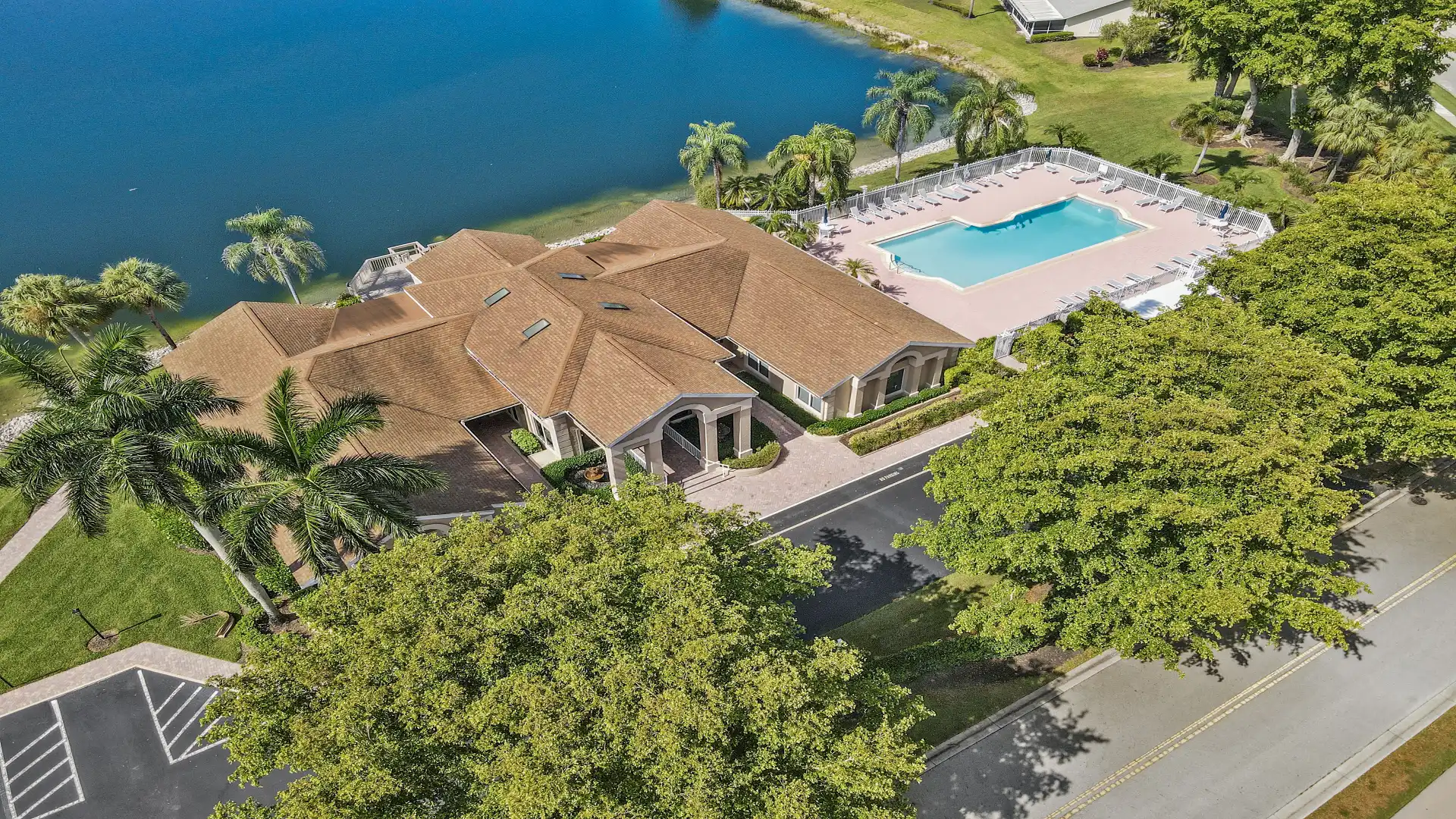 The clubhouse has a fitness studio and a heated communal pool
