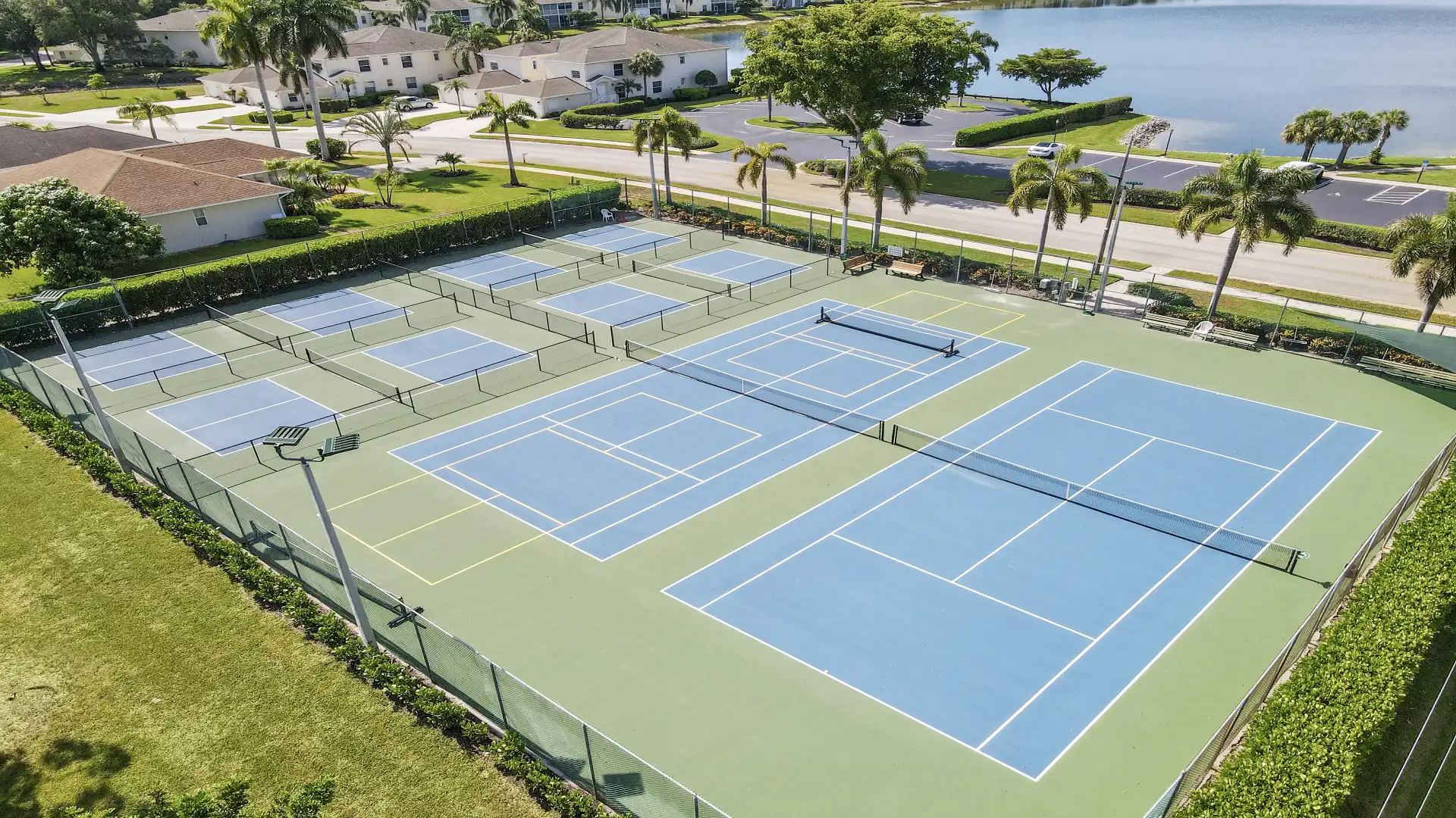 Tennis courts at the clubhouse. Let's go to the next match