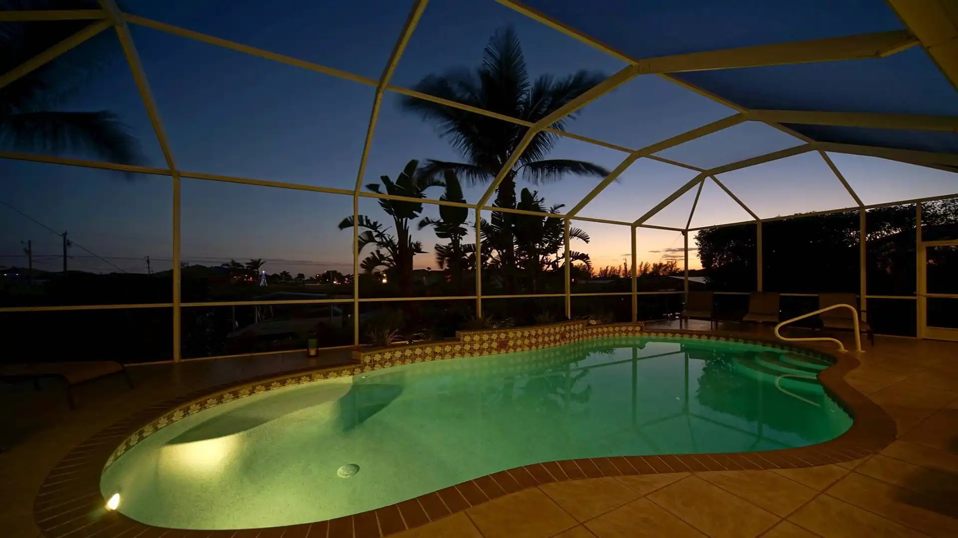 Evening atmosphere by the pool