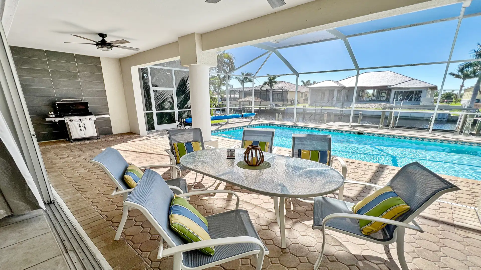 The covered terrace offers pleasant shade