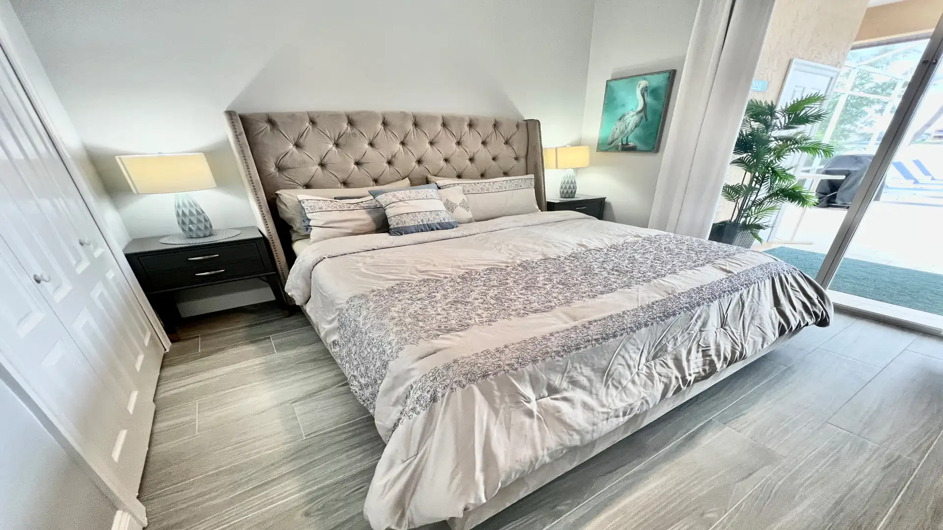 The second bedroom is equipped with a King size bed