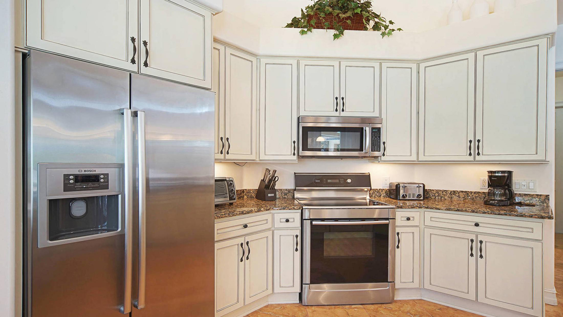 Stainless steel appliances add an upscale accent