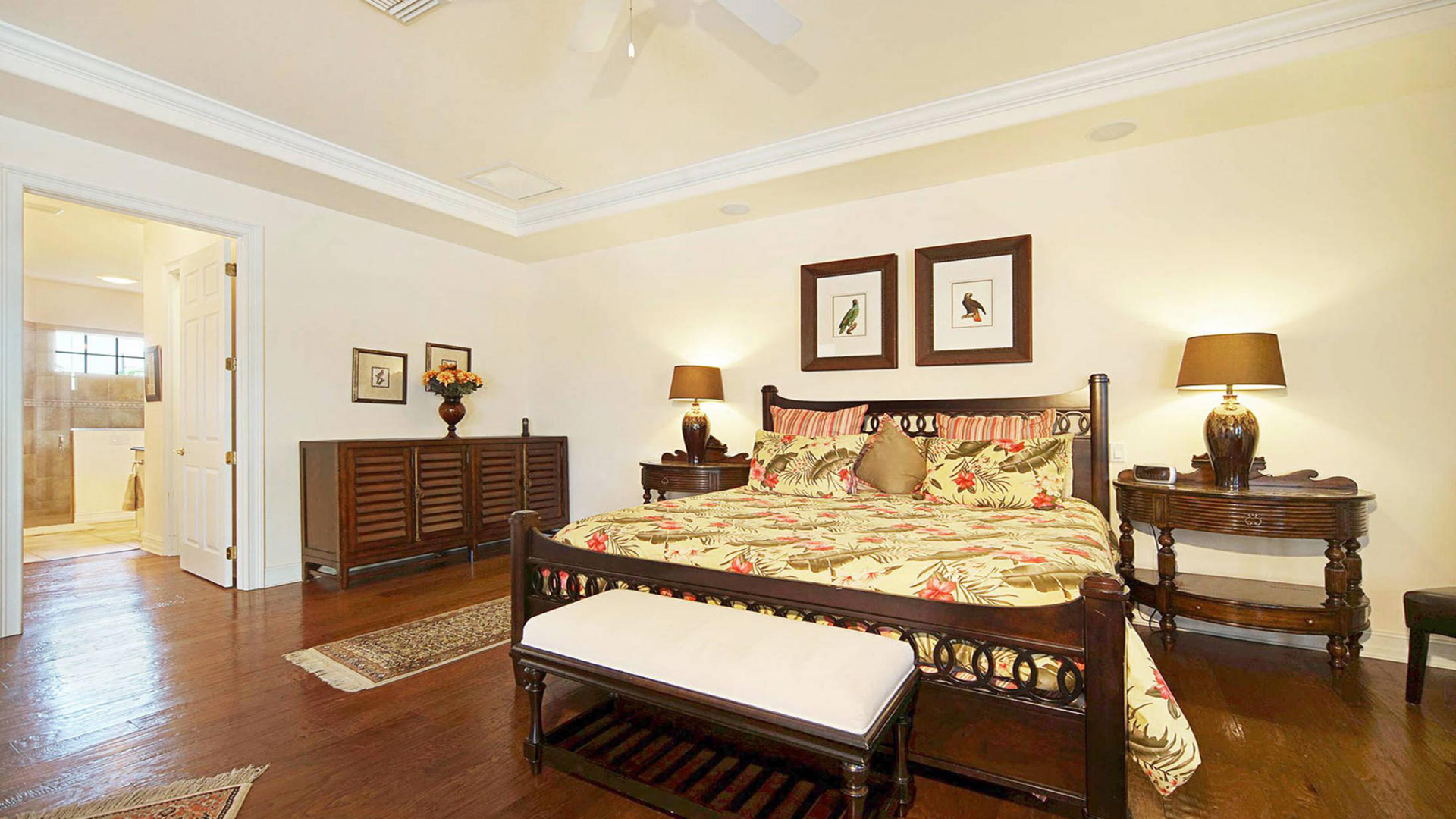 King size bed in the master bedroom
