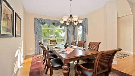 The dining room offers room for eight guests