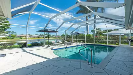 The large terrace and pool invite you to relax