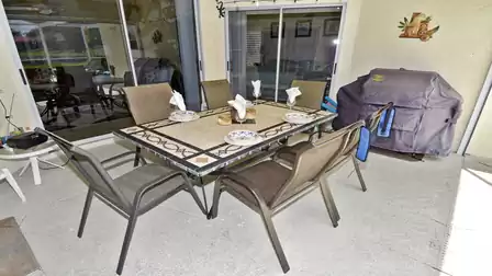 Dining area on the covered terrace.